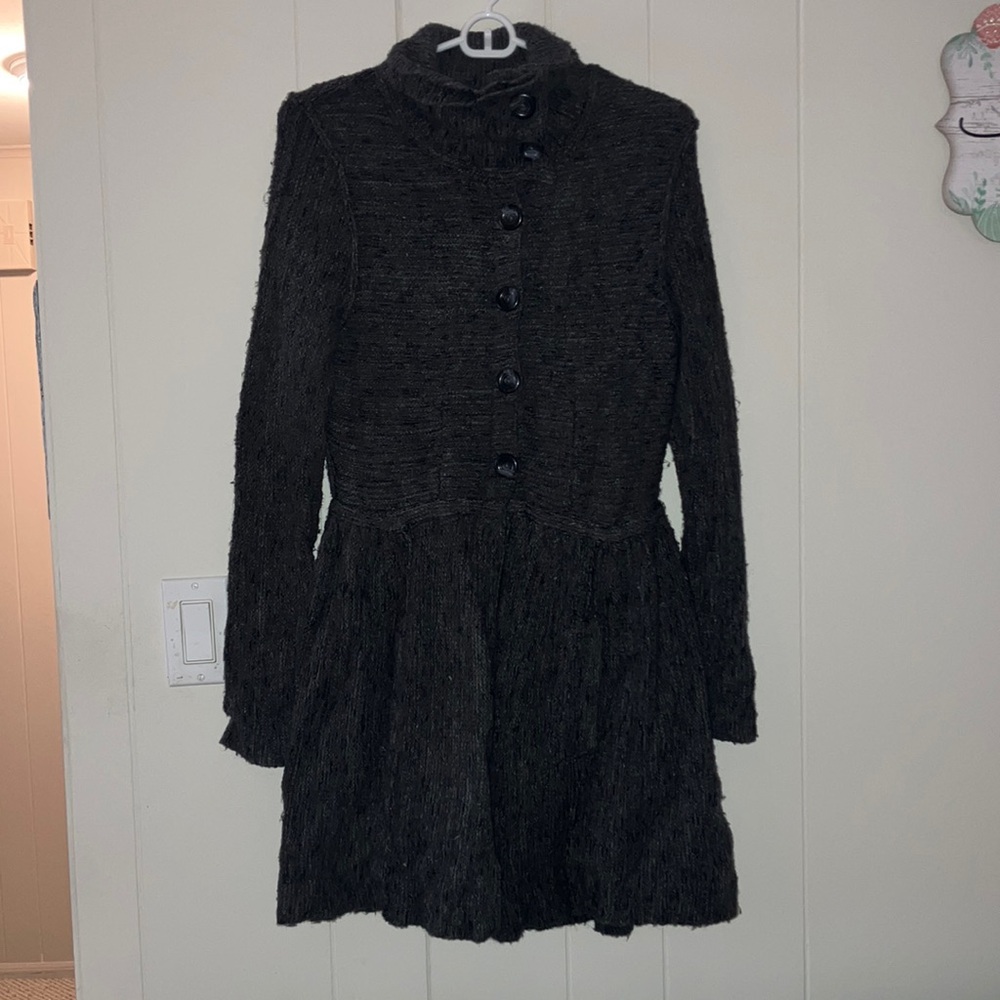 Free People Charcoal Gray Sweater Coat